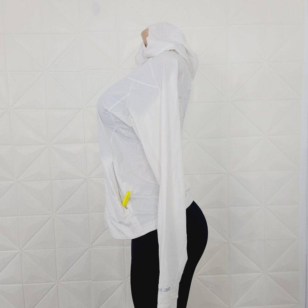 Lululemon Women's White Goal Smasher Slim Hooded Run Performance Jacket Sz 10 - Picture 5 of 10